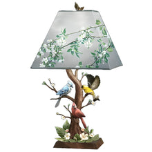 Load image into Gallery viewer, The Bradford Exchange Joyous Gathering Lamp Exquisite Sculpted Songbird Accent Home Decor Masterpiece with Cardinal Blue Jay and Goldfinch Meticulously Handcrafted in True to Nature Detail by James Hautman 18-inches - RCE Global Solutions
