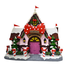 Load image into Gallery viewer, The Bradford Exchange Rudolph The Red-Nosed Reindeer Village Collection Issue #53 Clarice`s Holiday Bow Shoppe Christmas Village Display Illuminated Lighted Holiday Decor Hand Painted Sculpture 8.75-Inches