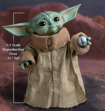 Load image into Gallery viewer, The Ashton-Drake Galleries Star Wars Grogu 1:1 Scale Poseable Portrait Figure Official Licensed Mandalorian Collectible Statue Hand-Painted Life-Size Baby Yoda Display Figure 15-inches