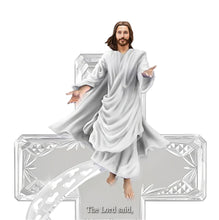 Load image into Gallery viewer, The Bradford Exchange Walking In Grace Illuminated Footprints In The Sand Cross Religious Sculpture Limited Edition Crystal Cross with Multi-Faceted Design Etched 'Footprints in the Sand' Poem & Handcrafted Figure of Jesus 11-Inches - RCE Global Solutions