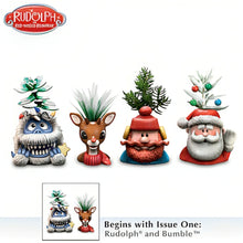 Load image into Gallery viewer, The Bradford Exchange Rudolph and Bumble Charming Character Pots Filled with Holiday Cheer Handcrafted and Hand-Painted Artificial Succulent Sculptures Rudolph the Red-Nosed Reindeer Succulent Collection Issue #1 Christmas decoration 5.75-inches - RCE Global Solutions