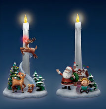 Load image into Gallery viewer, The Bradford Exchange Rudolph 'Santa's Guiding Light' Flameless Candle Set - Rudolph The Red-Nosed Reindeer Christmas Decorations Set of 2 - 9-Inches - RCE Global Solutions
