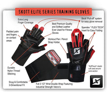 Load image into Gallery viewer, Skott Talon Elite Weightlifting Gloves Genuine Leather Gym Gloves with Wrist Wrap Support, Durable Grip for Training, Bodybuilding & Fitness Unisex