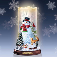 Load image into Gallery viewer, The Bradford Exchange Joy Flameless Candles With Snowflake Projectors Flurries of Light Candle Collection Issue #2 Hand-Cast and Hand-Painted Miniature Landscape with Glittery Snow-Covered Forest Christmas Decoration by Dona Gelsinger 6.5-inches - RCE Global Solutions