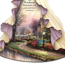 Load image into Gallery viewer, The Hamilton Collection Radiance Of Love And Kindness Handcrafted and Hand-painted Figurine Illuminated Angel With Glowing Lamplight Lane Gown by Thomas Kinkade 7-inches - RCE Global Solutions