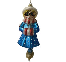 Load image into Gallery viewer, The Ashton-Drake Galleries Classic Mrs. Beasley Blown Glass Ornament Collection Issue #19: Mrs. Beasley Skating Celebrating 55 Years of Family Affair Hand-Painted with Golden Glitter Accents Christmas Decor 6-inches
