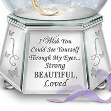 Load image into Gallery viewer, The Bradford Exchange Daughter You Are Strong Beautiful And Loved Mirrored Musical Butterfly Glitter Globe 6-inches - RCE Global Solutions