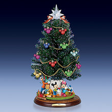 Load image into Gallery viewer, The Bradford Exchange Disney The Magic Of The Holidays Tabletop Christmas Tree Handcrafted Decoration With Color Changing Fiber Optic Lights Mickey Ornaments Fully Sculpted Figures Moving Train and 8 Musical Carols 24hr Timer 18-Inches - RCE Global Solutions