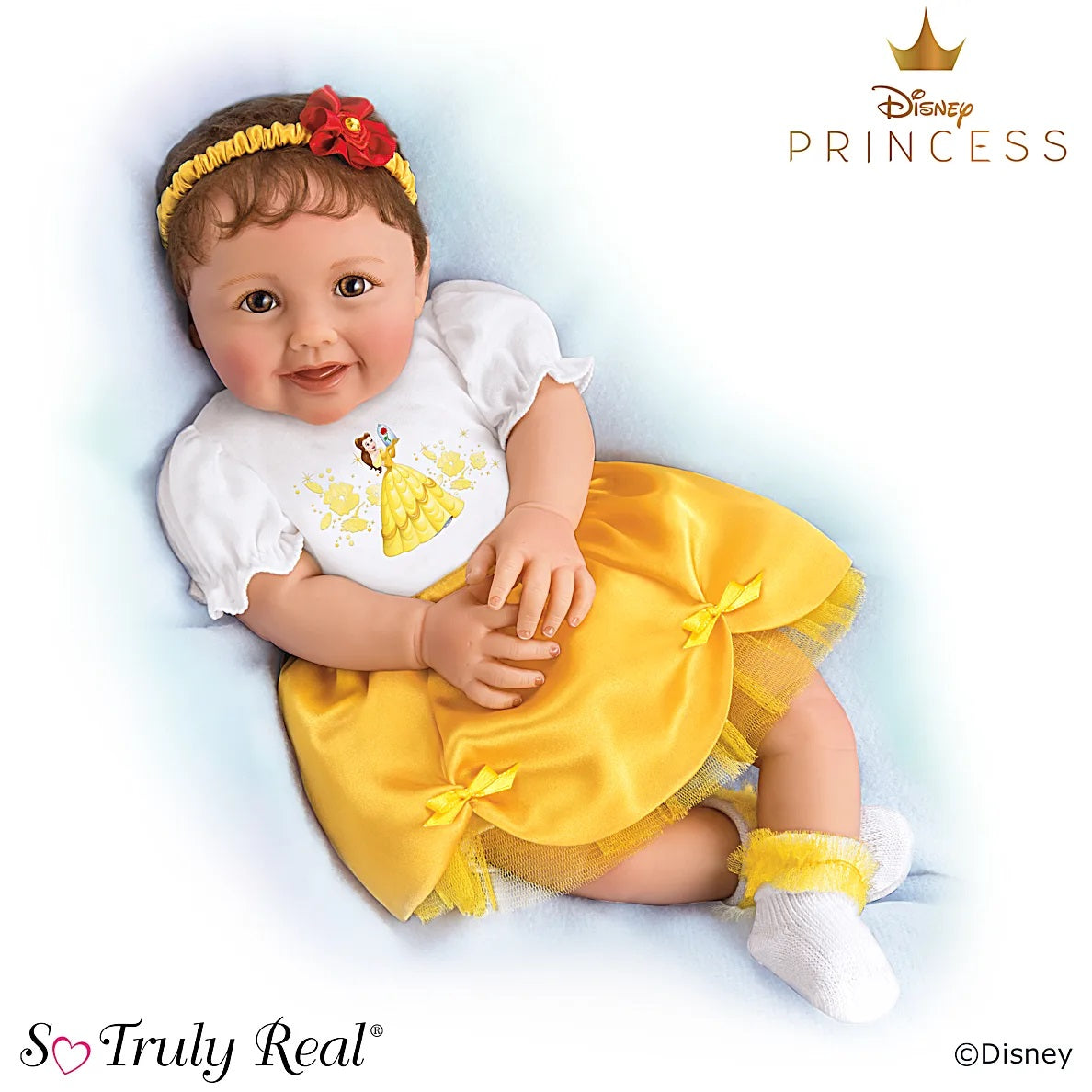 The Ashton Drake Galleries Disney Perfect Little Princess Belle So Truly Real Baby Doll with Belle Inspired Outfit RealTouch Vinyl Skin by Ping Lau 18 inches RCE Global Solutions