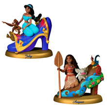 Load image into Gallery viewer, The Bradford Exchange Disney Princess Perpetual Calendar Collection Issue #4: JUL-AUG Featuring Jasmine & Moana Handcrafted and Hand-Painted High-Heeled Shoe Sculptures 2.75-inches - RCE Global Solutions