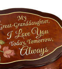 Load image into Gallery viewer, The Bradford Exchange My Great-Granddaughter, I Love You Today, Tomorrow, Always Swiss-Inspired Music Box Heirloom-Quality Keepsake Plays "You Are So Beautiful" 6-Inches - RCE Global Solutions