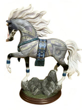 Load image into Gallery viewer, The Bradford Exchange Cloud Dancer The Spirit of the Painted Pony Sculpture Collection Issue # 4 Native American-Inspired Painted Pony Handcrafted and Hand-Painted Real Feathers Faux Leather and Meticulous Beadwork with Weathered Granite Rock Base 7" - RCE Global Solutions