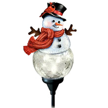 Load image into Gallery viewer, The Bradford Exchange Welcome Home Snowman Solar Path Light Sculpture Collection Handcrafted Crackle Glass Christmas Outdoor Decor by Dona Gelsinger 30.5-inches - RCE Global Solutions