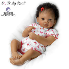 Load image into Gallery viewer, The Ashton-Drake Galleries Sweet Butterfly Kisses Lifelike So Truly Real® Touch Activated African American Black Baby Girl Doll That Coos At The Tickle Of Her Cheek by Artist Waltraud Hanl 19"-Inches - RCE Global Solutions