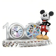 Load image into Gallery viewer, The Bradford Exchange Mickey Mouse Disney 100 Years of Wonder Clock Mickey Mouse Commemorative Clock Handcrafted Hand-Painted Disney Collectible Precision Quartz Movement Electroplated Finish and Faceted Crystalline Base 10" W x 7" H x 4" D - RCE Global Solutions