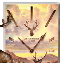 Load image into Gallery viewer, The Bradford Exchange Spirit Of The Stag Illuminated Desk Clock Handcrafted Individually Numbered with Golden Trim and Soft Illumination by Martin Ridley 9.6-inches - RCE Global Solutions