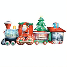 Load image into Gallery viewer, The Bradford Exchange Thomas Kinkade Studios Joyful Inflatable Holiday Train Lights Up Christmas Decor Lighted Santa with Holiday Artwork All Weather Nylon Includes Stakes and Tethers 12 Foot Long