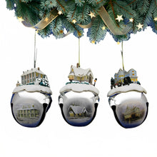 Load image into Gallery viewer, The Ashton-Drake Galleries Winter Sleigh Bells #13 Ornament Collection Set of 3 Christmas Decoration by Thomas Kinkade 3-inches - RCE Global Solutions