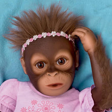Load image into Gallery viewer, The Ashton - Drake Galleries Cooing Cora Baby Girl Monkey Doll Coos and Breathes So Truly Real® Lifelike Hand Applied Mohair RealTouch® Vinyl Skin Fully Weighted and Poseable for Realism 18-inches