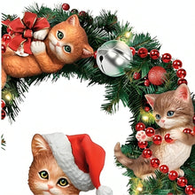 Load image into Gallery viewer, The Bradford Exchange Merry Meowy Mayhem Wreath Illuminated Sculpted Cat Christmas Decor Handcrafted Always in Bloom® Pre-Lit Holiday with Sculpted Kittens 23 Lights & Built-In Timer by Jurgen Scholz 18-inches