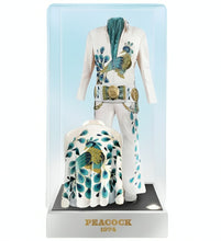 Load image into Gallery viewer, The Bradford Exchange Elvis Presley Illuminated Jumpsuit Sculpture Collection Issue #2 Peacock Handcrafted Collectible in Museum-Style Display Case & Faux Jewel Accents 6-inches
