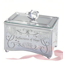 Load image into Gallery viewer, The Bradford Exchange Reflections of Hope Mirrored Music Box Breast Cancer Support Limited Edition Handcrafted Mirrored Glass with Elegant Etching Plays "Wind Beneath My Wings" Engraved Floral and Scrolling Ribbon Designs 4.5" W - RCE Global Solutions