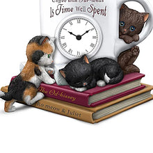 Load image into Gallery viewer, The Hamilton Collection "Coffee With Fur-iends" Sculptural Table Clock With Cat Art of Kayomi Harai 7.5-inches - RCE Global Solutions