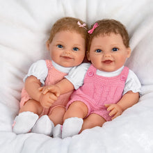 Load image into Gallery viewer, The Ashton-Drake Galleries So Truly Real Wishes Come True, Times Two Twin Realistic Baby Dolls Featuring Hand-Rooted Hair, Custom Pink Knit Overall Bubbles & Magnetic Pacifiers 14"-Inches - RCE Global Solutions