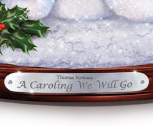 Load image into Gallery viewer, The Bradford Exchange "A Caroling We Will Go" Crystal Snowman Trio Illuminated Hand-crafted Sculpture Christmas Decoration with Holiday Artwork by Thomas Kinkade 10-inches