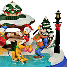 Load image into Gallery viewer, The Bradford Exchange Disney Christmas Cove Sculpture Mickey & Friends The Holidays Are Magic Illuminated Musical Christmas Decoration 6.25-inches