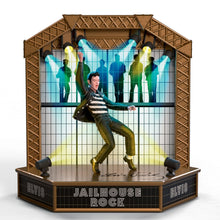 Load image into Gallery viewer, The Bradford Exchange Elvis Jailhouse Rock Sculpture Masterpiece Edition Hand-Painted Figurine with Illuminated Jailhouse Backdrop LED Spotlights and 2-Minute 30-Second Music 6-Inches