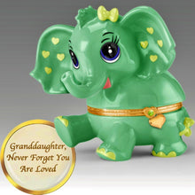 Load image into Gallery viewer, The Bradford Exchange Granddaughter, Never Forget You Are Loved Birthstone Music Box Collection Issue #8: AUGUST Heirloom Porcelain Elephant with Swarovski Crystal and Plays "You Are My Sunshine" 4.5-inches - RCE Global Solutions