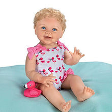 Load image into Gallery viewer, The Ashton-Drake Galleries Sweet Summer Splashes Baby Doll RealTouch Vinyl Collectible Baby Doll with Hand-Rooted Hair, Flamingo Swimsuit & Pool Toy by Linda Murray 18-inches