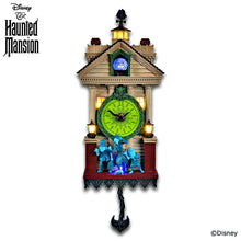 Load image into Gallery viewer, The Bradford Exchange Disney The Haunted Mansion Wall Clock Illuminated Glow-in-the-Dark Timepiece with Madame Leota and Hitchhiking Ghosts 13-inches