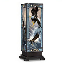 Load image into Gallery viewer, The Bradford Exchange Masters Of The Sky Rectangular Stained-Glass Eagle Art Lamp by Ted Blaylock 14-inches - RCE Global Solutions