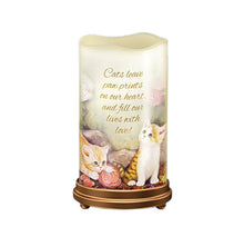 Load image into Gallery viewer, The Bradford Exchange Paw Prints On Your Heart Candle Set of 3 Flameless LED Candles with Kitten Art with Timer, Remote & Stands Cat Lover Home Décor Gift by Jürgen Scholz 6-Inches - RCE Global Solutions