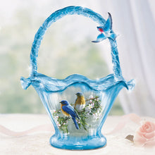 Load image into Gallery viewer, The Bradford Exchange Bluebird Ballad Issue #3 Songbird Art Hand-Blown Glass Bowl Basket by James Hautman 7.5-inches - RCE Global Solutions