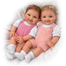 Load image into Gallery viewer, The Ashton-Drake Galleries So Truly Real Wishes Come True, Times Two Twin Realistic Baby Dolls Featuring Hand-Rooted Hair, Custom Pink Knit Overall Bubbles & Magnetic Pacifiers 14"-Inches - RCE Global Solutions
