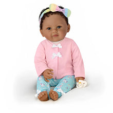 Load image into Gallery viewer, The Ashton-Drake Galleries One of A Kind Ciara Lifelike So Truly Real® African American Black Baby Girl Doll with Soft RealTouch® Vinyl Skin and Extra Coordinating Cardigan and Pants 18"-Inches - RCE Global Solutions
