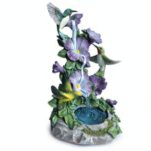 Load image into Gallery viewer, The Bradford Exchange Garden Magic Hummingbird Garden Sculpture Collection Issue #2 Handcrafted Resin LED-Lit Cascading Waterfall and Expertly Painted Jewel-Toned Birds Illuminated Lifelike Garden Settings 8" W x 11" H - RCE Global Solutions