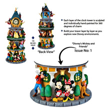 Load image into Gallery viewer, The Bradford Exchange Disney Classics Clock Tower Sculpture Collection Issue #1: Mickey & Friends Hand-Painted 360 Degree Stacked Sculpture Featuring Mickey Mouse Minnie Goofy and Pluto Collectible Decor Tower Measures 14-inches