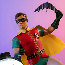 Load image into Gallery viewer, The Bradford Exchange BATMAN Classic TV Series Sculpture Masterpiece Handcrafted and Hand-Painted 1966-1968 TV Series Tribute with DYNAMIC DUO™ Atop GOTHAM CITY™ Police Department BAT-SIGNAL™ Illuminated Pose 10" W x 10" H x 7" D - RCE Global Solutions