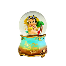 Load image into Gallery viewer, The Bradford Exchange Betty Boop™ Illuminated Glitter Globe Collection Issue #6: 'Just Me & You And An Ocean View' Hand-Painted Collectible Globe with Glittery Red Dress and Pudgy 6-Inches