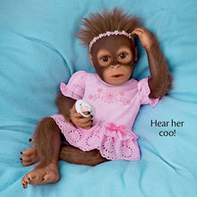Load image into Gallery viewer, The Ashton - Drake Galleries Cooing Cora Baby Girl Monkey Doll Coos and Breathes So Truly Real® Lifelike Hand Applied Mohair RealTouch® Vinyl Skin Fully Weighted and Poseable for Realism 18-inches