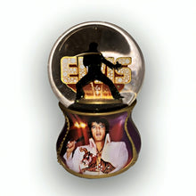 Load image into Gallery viewer, The Bradford Exchange Elvis Burning Love Glitter Globe Collection Issue #8 “Unchained Melody” Musical Snow Globe with Elvis Silhouette and Artwork by Nate Giorgio 6-inches
