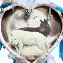 Load image into Gallery viewer, The Bradford Exchange Destiny Dreamcatcher Lifelong Love and Partnership White Wolves Design True Hearts Dreamcatcher Collection Issue #9 by Carol Cavalaris 9.5-inches - RCE Global Solutions