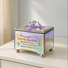 Load image into Gallery viewer, The Bradford Exchange ‘Somewhere Over the Rainbow’ Personalized Music Box – Engraved Name Heart Charm, Mirrored Glass Keepsake, Plays Song Melody