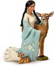 Load image into Gallery viewer, The Ashton-Drake Galleries Dyani Deer Maiden of The Morning Star Native American Poseable Portrait Doll with Deer Figures and Hand Sewn Beaded Illuminated LED Shawl 21"-Inches - RCE Global Solutions