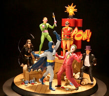 Load image into Gallery viewer, The Hamilton Collection Holy Bombs Away Batman Robin and Catwoman Vs. Arch Villains Joker Penguin Riddler Illuminated Sculpture 13.5-inches - RCE Global Solutions
