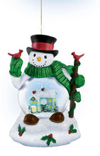 Load image into Gallery viewer, The Bradford Exchange T-Kinkade Let It Snow Snow Globe Christmas Decoration Ornaments Issue #4 Set of 2 Sparkling Snowman 3.75-inches - RCE Global Solutions